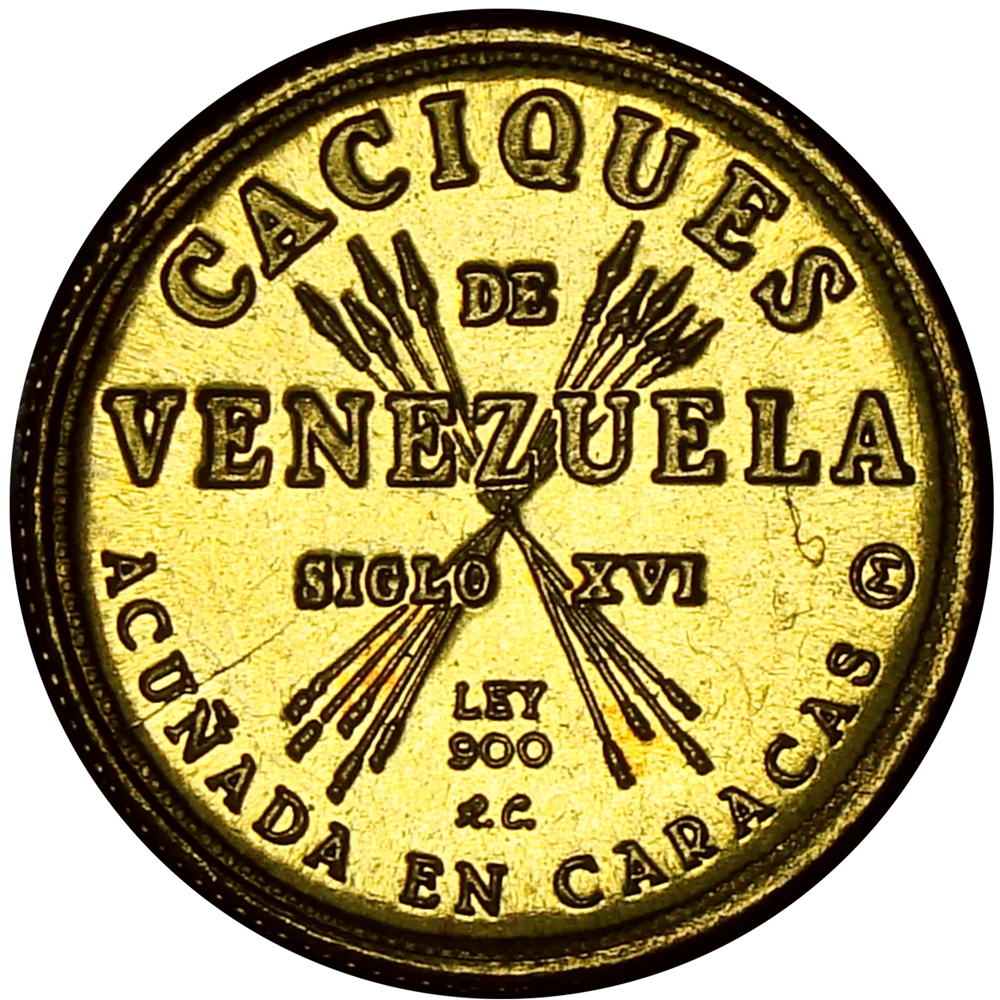 Medalla de Oro Paramacay 2 Dineros 3 Gramos Caciques de Venezuela   - Numisfila