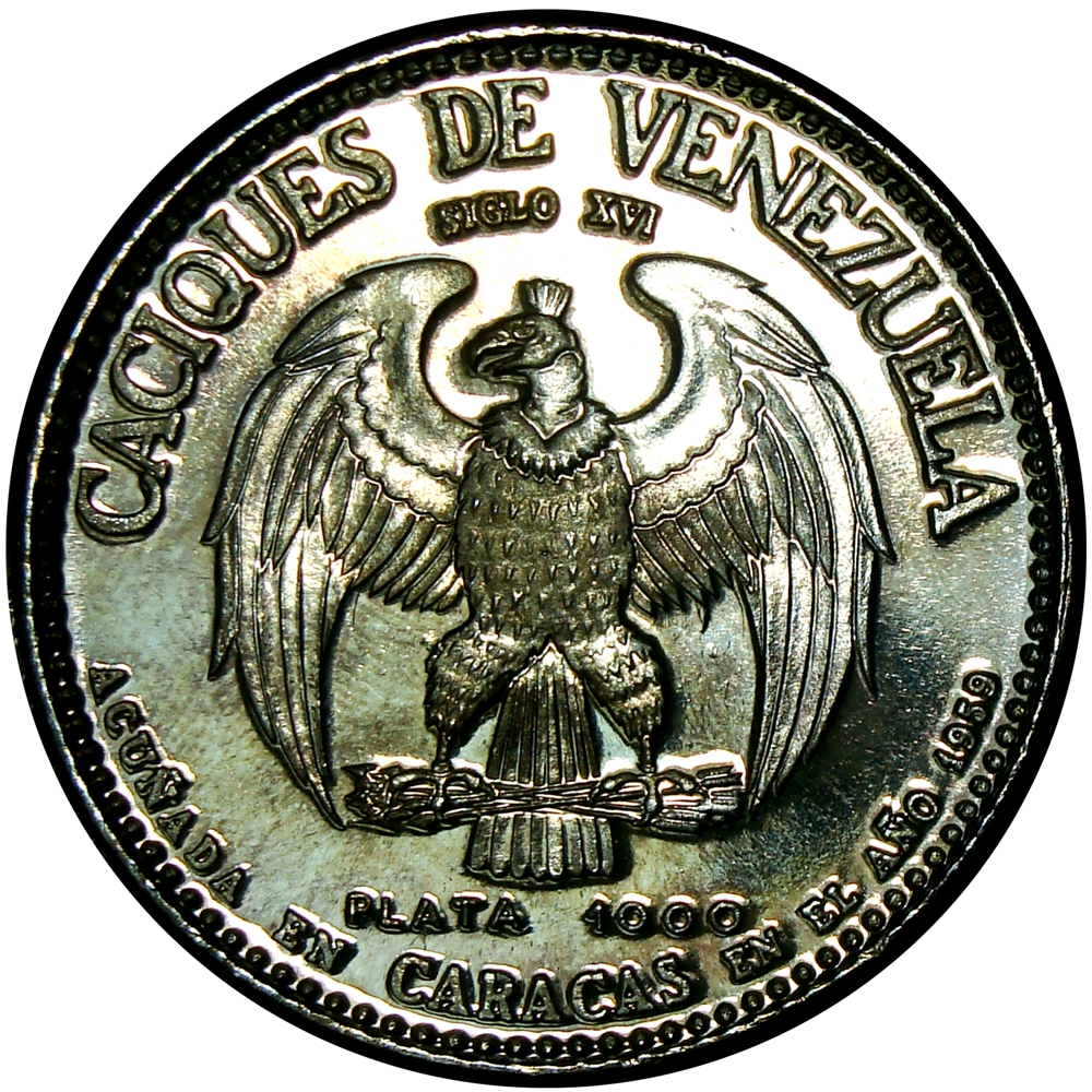 Guaicamacuare Medalla de Plata 9 Dineros - 30 Milímetros Caciques Venezuela Italcambio  - Numisfila