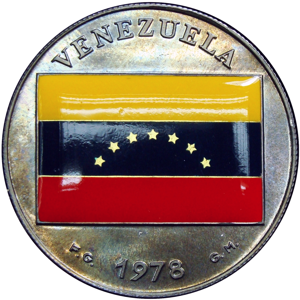 Bandera de Venezuela Medalla en Plata Esmaltada 1978 Himno - Numisfila