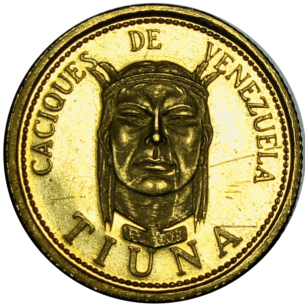 Medalla de Oro Tiuna 1 Dinero Caciques de Venezuela 14 mm - Numisfila