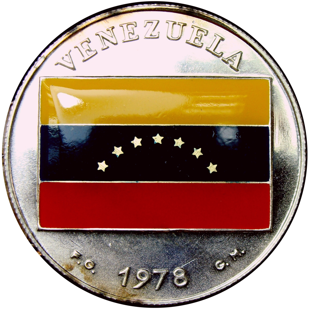 Bandera de Venezuela Medalla en Plata Pura Esmaltada 1978 Himno - Numisfila