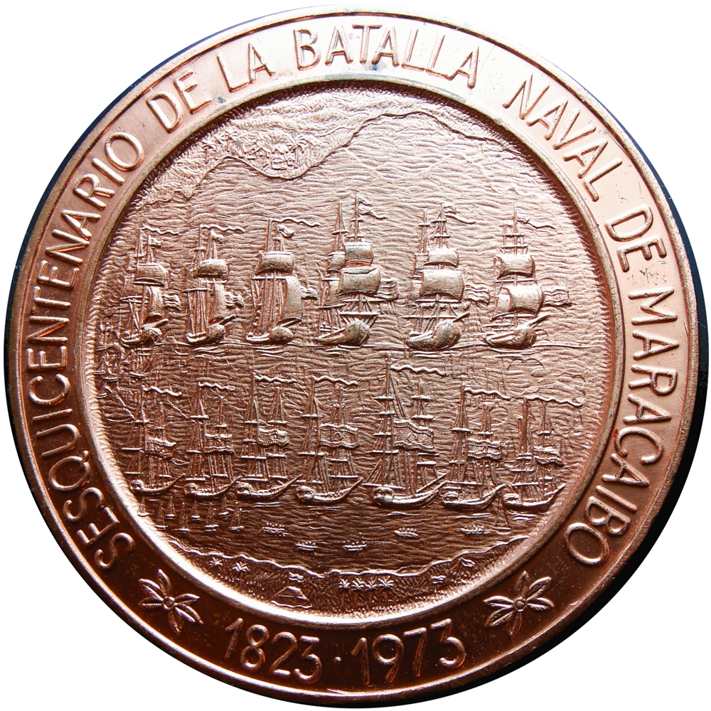 Medalla de Bronce Sesquicentenario de la Batalla Naval Maracaibo 1973 - Numisfila