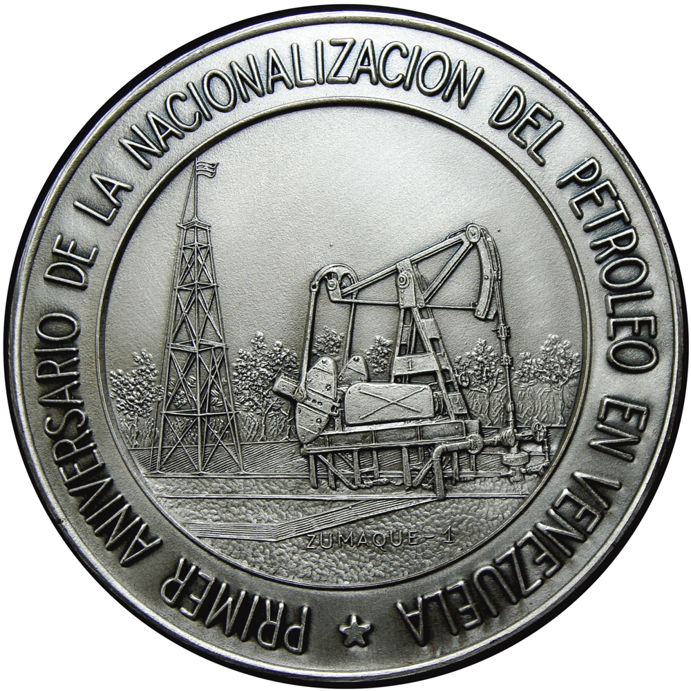 Venezuela Medalla Plateada 1er Aniversario Nacionalización del Petróleo 1977 - Numisfila