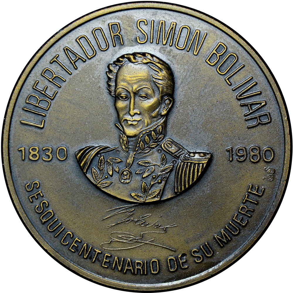 Colombia Difícil Medalla Simón Bolívar Sesquicentenario de su Muerte 1830 - 1980 - Numisfila