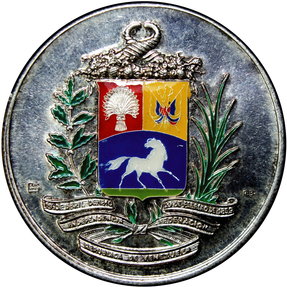 Escudo de Venezuela Medalla en Plata Esmaltada 1978 - Numisfila