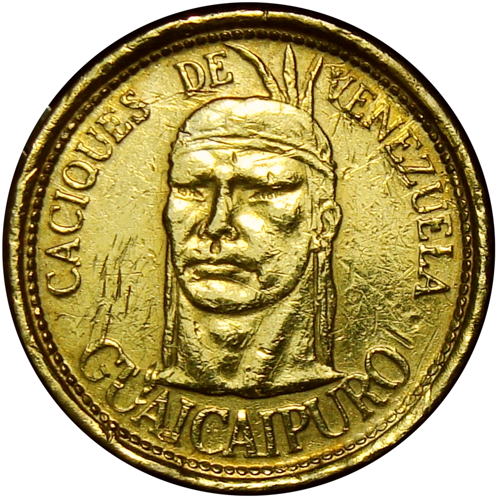 Medalla de Oro Guaicaipuro 1 Dinero Caciques de Venezuela 14 mm - Numisfila