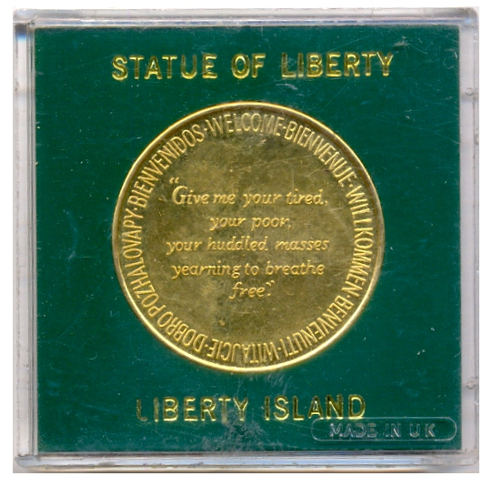 Medalla EE. UU. Bienvenida a la Estatua de la Libertad y la Isla Ellis  - Numisfila