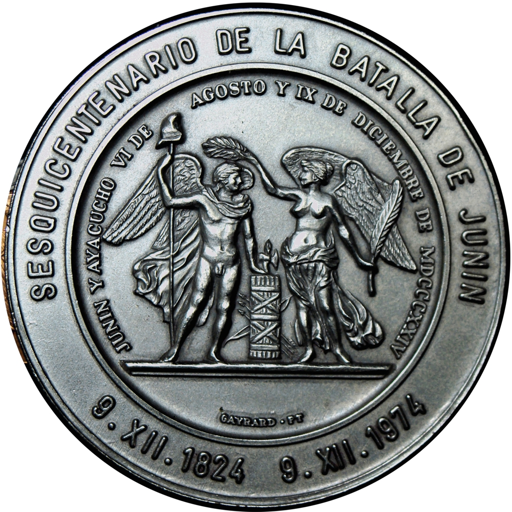 Batalla de Junín Medalla Plateada Sesquicentenario 1974 - Numisfila