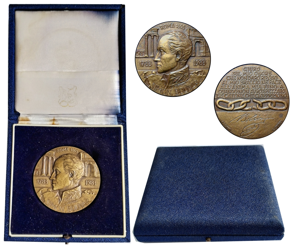 Simón Bolívar Difícil Medalla de Bronce Italia Bicentenario Libertador 1983 - Numisfila