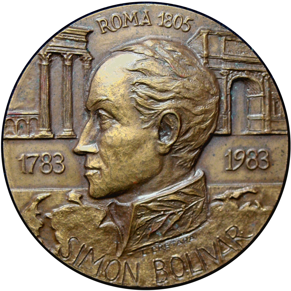 Simón Bolívar Difícil Medalla de Bronce Italia Bicentenario Libertador 1983  - Numisfila