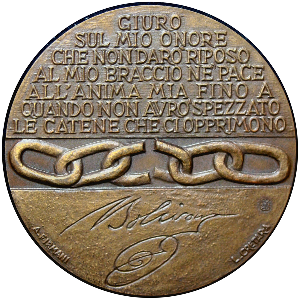 Simón Bolívar Difícil Medalla de Bronce Italia Bicentenario Libertador 1983  - Numisfila