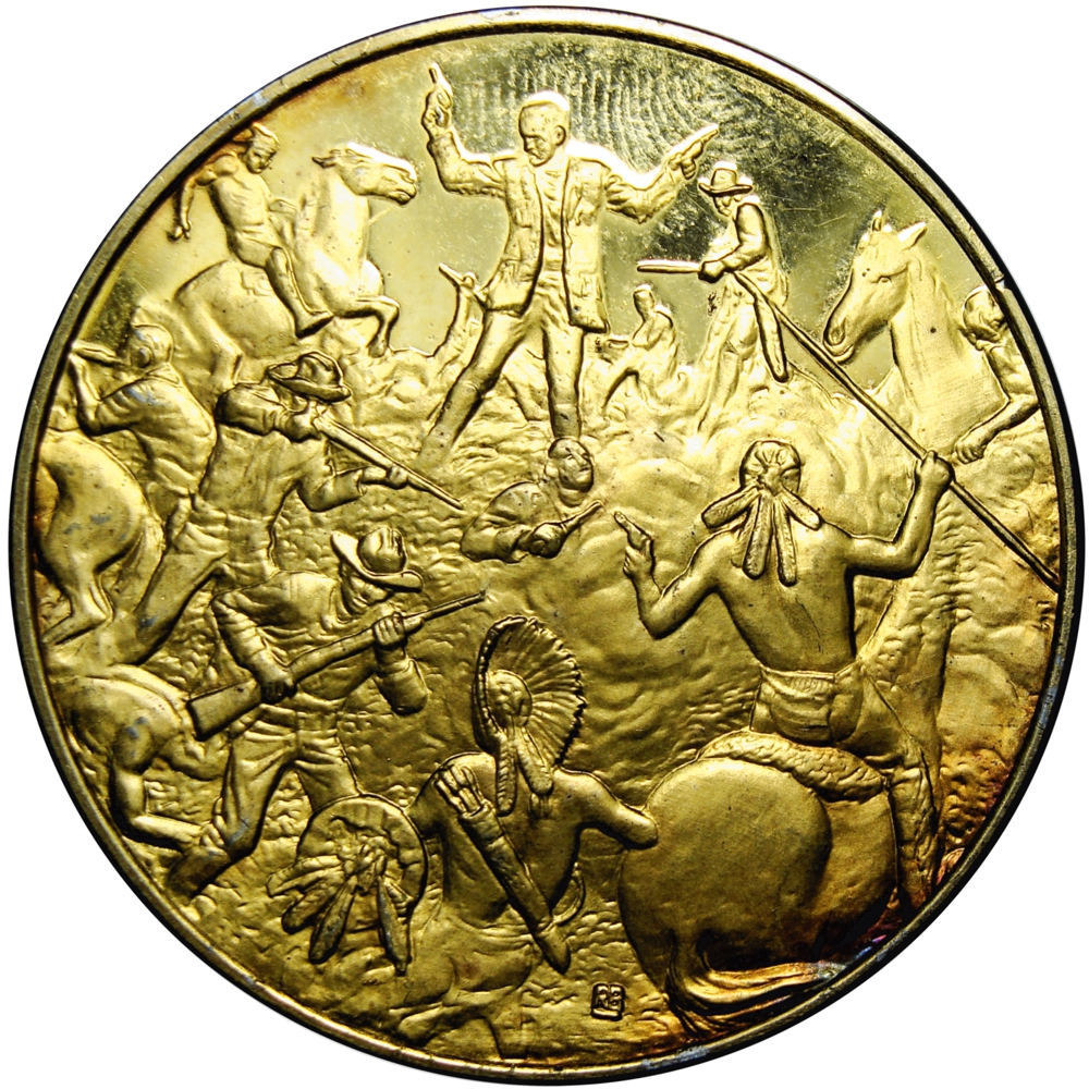 Medalla The Franklin Mint - Historia del Oeste Americano 1974 Plata Bañada en Oro - Numisfila