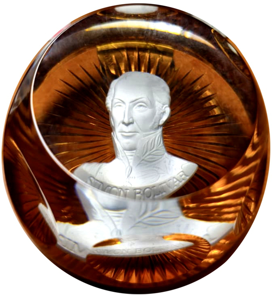 Pisapapel Cristal Baccarat de Simón Bolívar The Franklin Mint 1977 Souvenir  - Numisfila