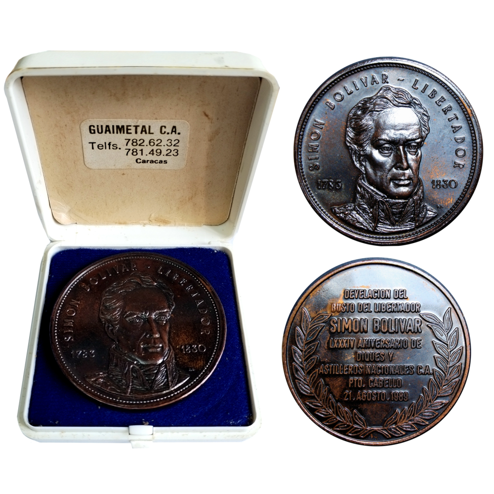 Medalla Libertador Simón Bolívar 1989 Diques y Astilleros Puerto Cabello - 50 mm - Numisfila