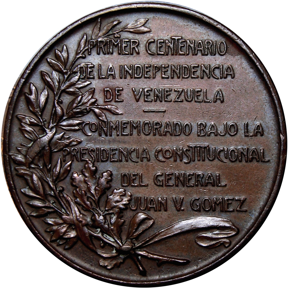 Bolívar Medalla Independencia de Venezuela 1910 - Juan Vicente Gómez  - Numisfila