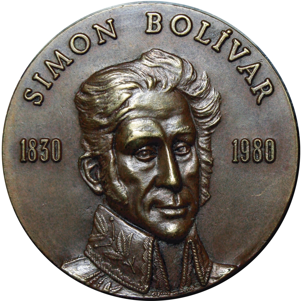 Medalla de Bronce 150 Años Muerte Libertador Simón Bolívar 1980 *36mm - Numisfila