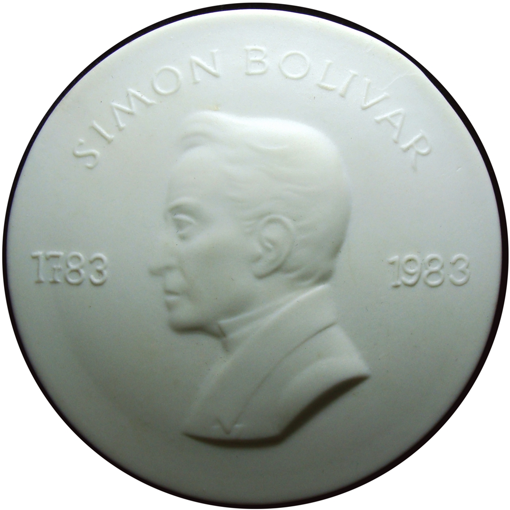 Medalla de Porcelana Blanca Simón Bolívar 1983 Congreso Internacional Bolivariano - Numisfila