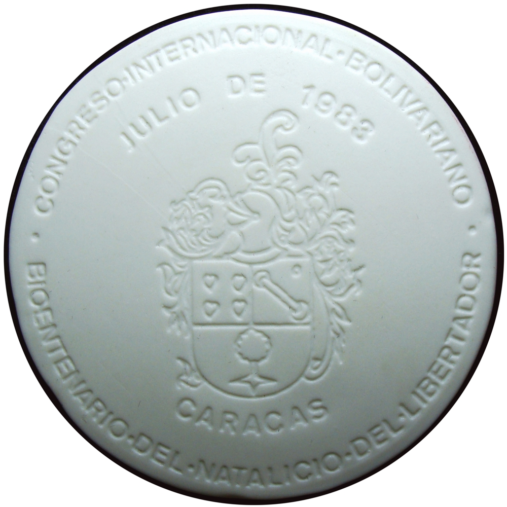 Medalla de Porcelana Blanca Simón Bolívar 1983 Congreso Internacional Bolivariano  - Numisfila