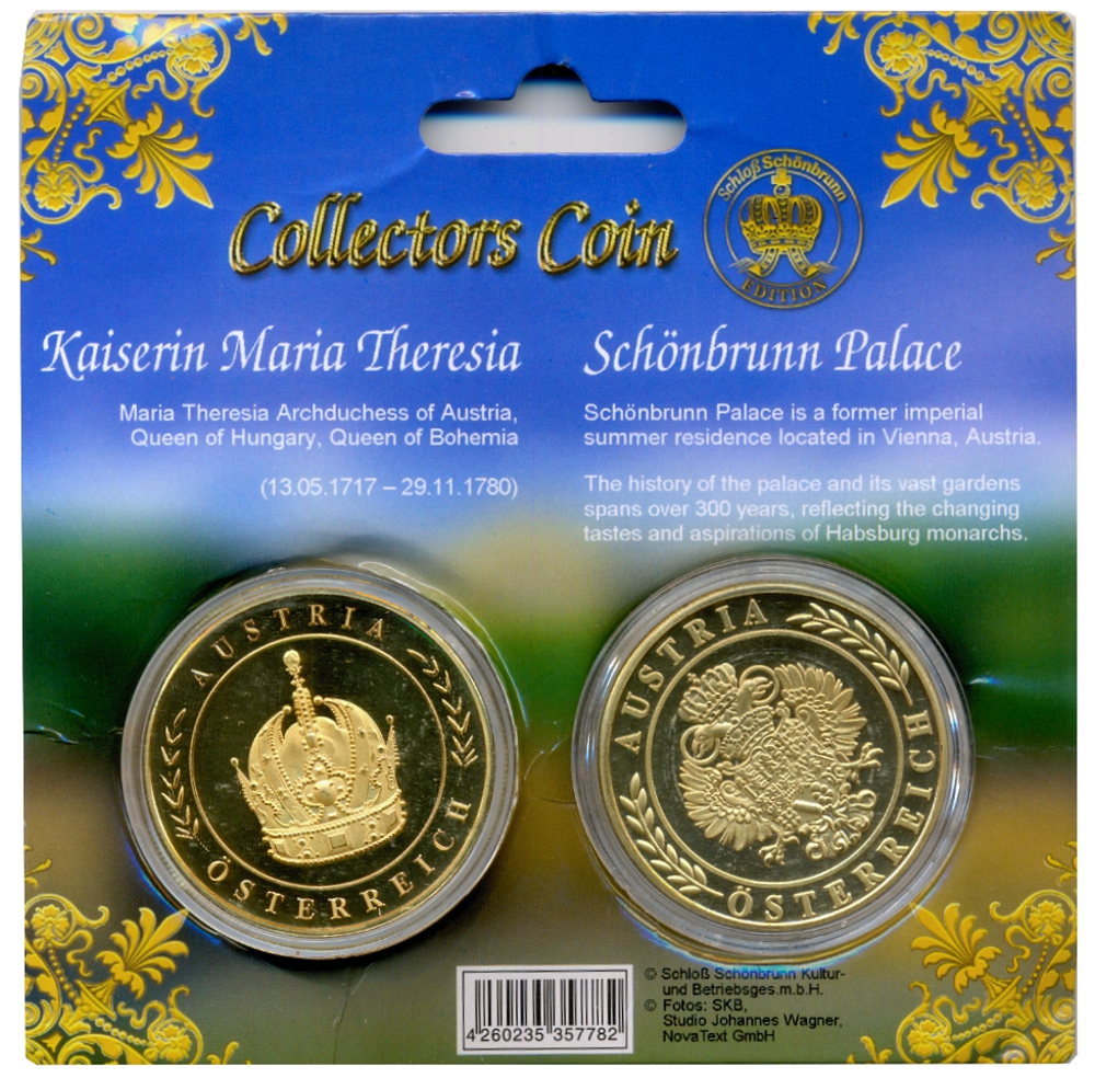 Austria 2 Medallas de María Teresa su Escudo y Palacio Schloss de Viena   - Numisfila