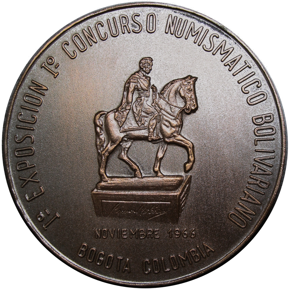 Colombia Medalla Simón Bolívar 1ra Exposición y Concurso Numismático Bolivariano 1966 - Numisfila