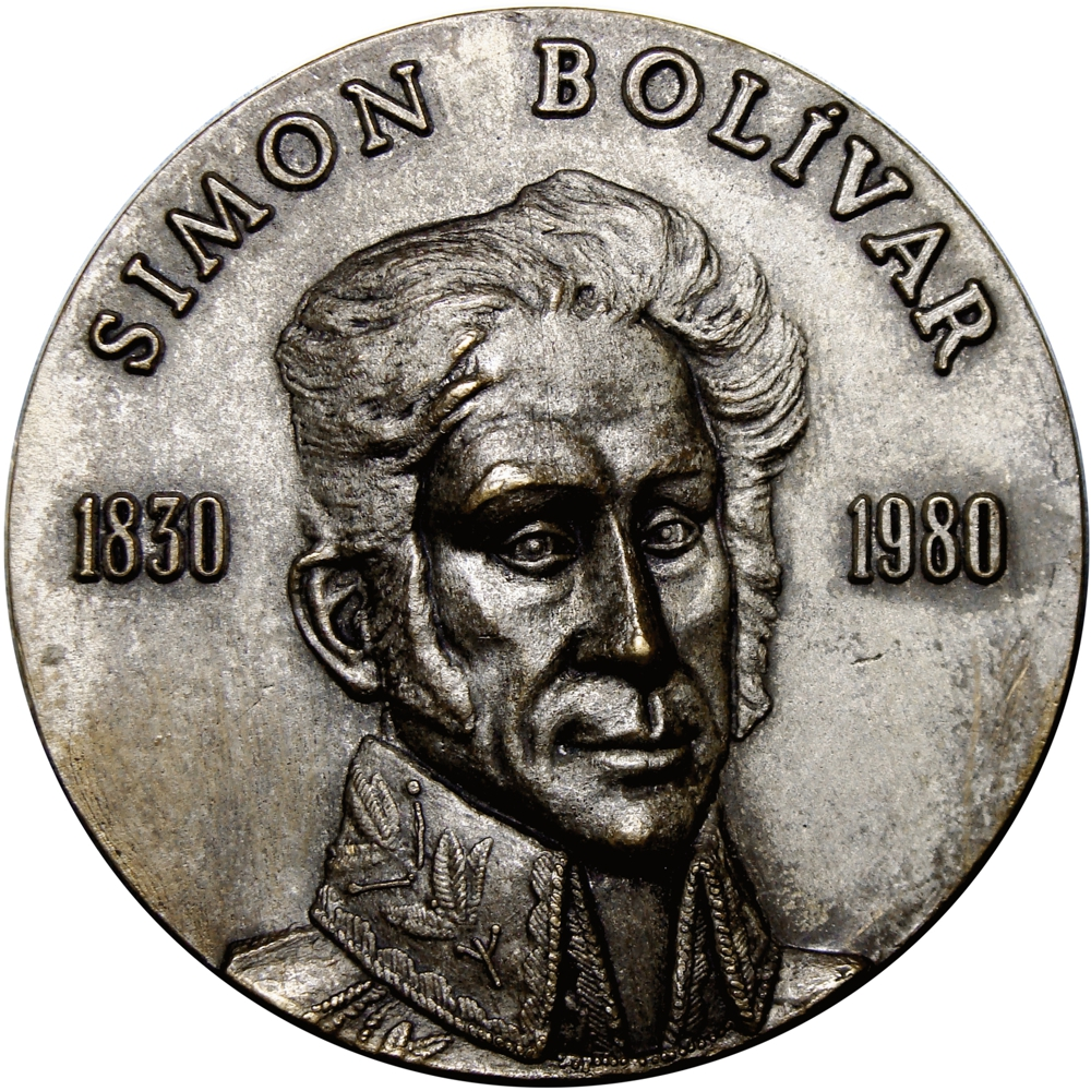 Medalla Plateada 150 Años Muerte Libertador Simón Bolívar 1980 *36mm - Numisfila