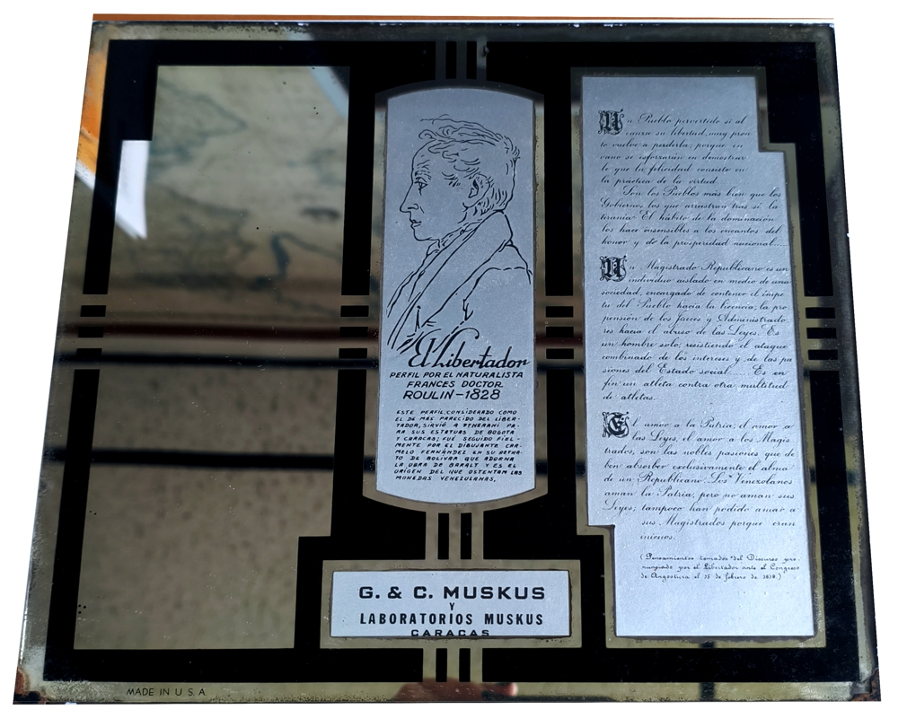 Souvenir Espejo Perfil Roulin de Simón Bolívar Pensamientos  - Numisfila
