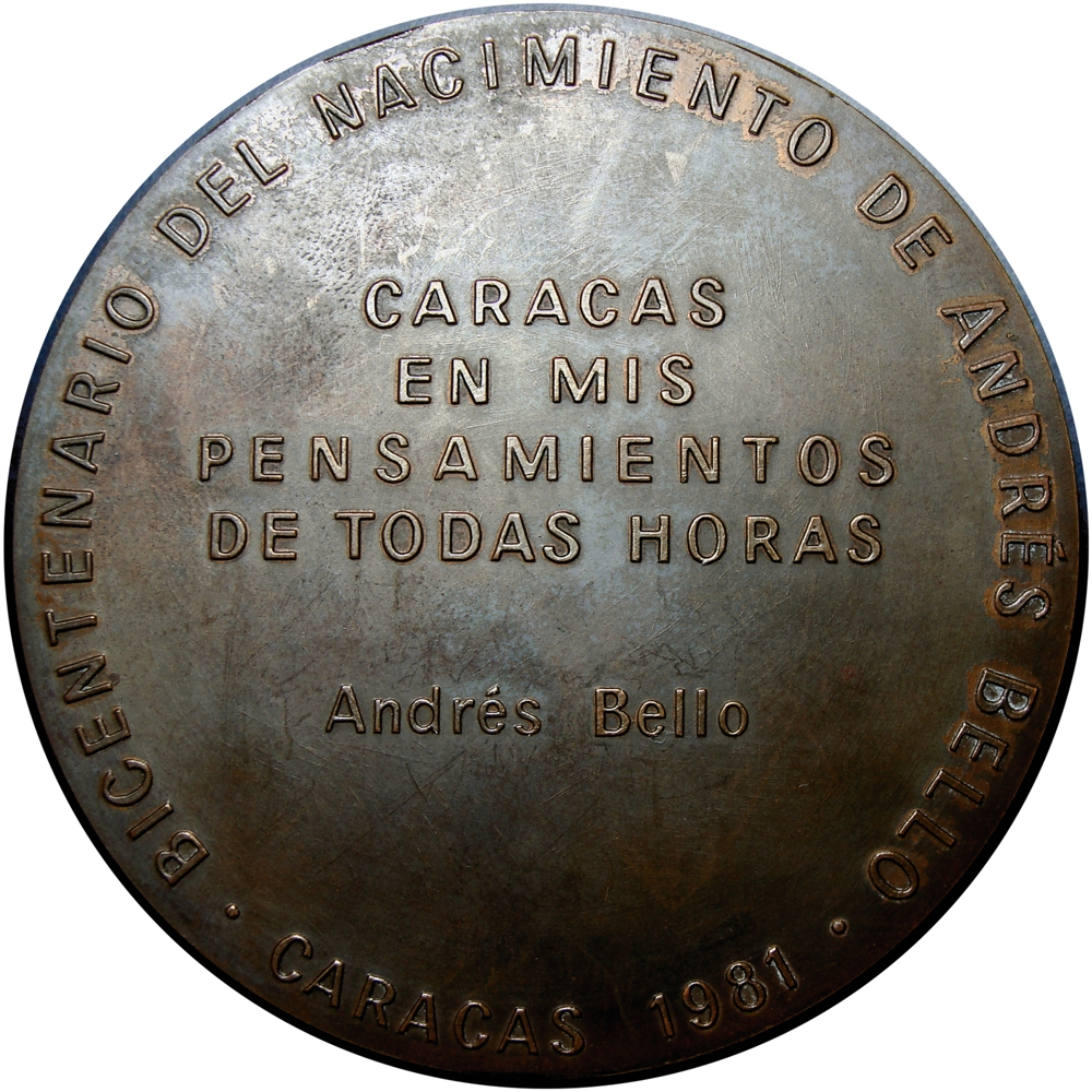 Medalla de Bronce Bicentenario Nacimiento de Andrés Bello 1981  - Numisfila