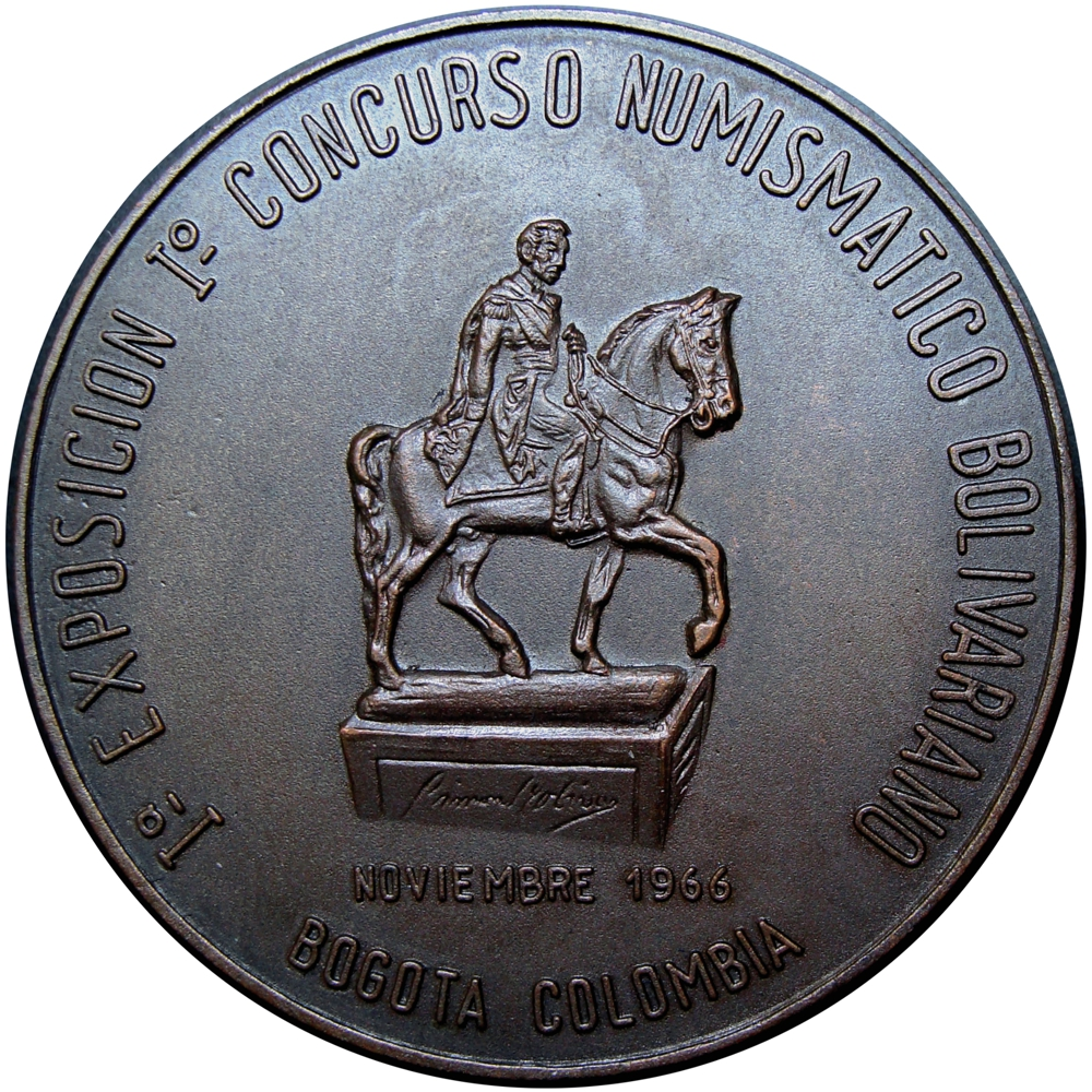 Colombia Medalla Simón Bolívar 1ra Exposición y Concurso Numismático Bolivariano 1966 - Numisfila