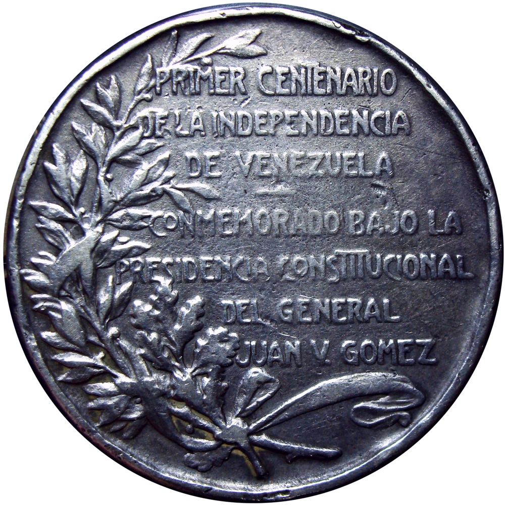 Bolívar Medalla de Plata Independencia de Venezuela 1910 - Juan Vicente Gómez  - Numisfila