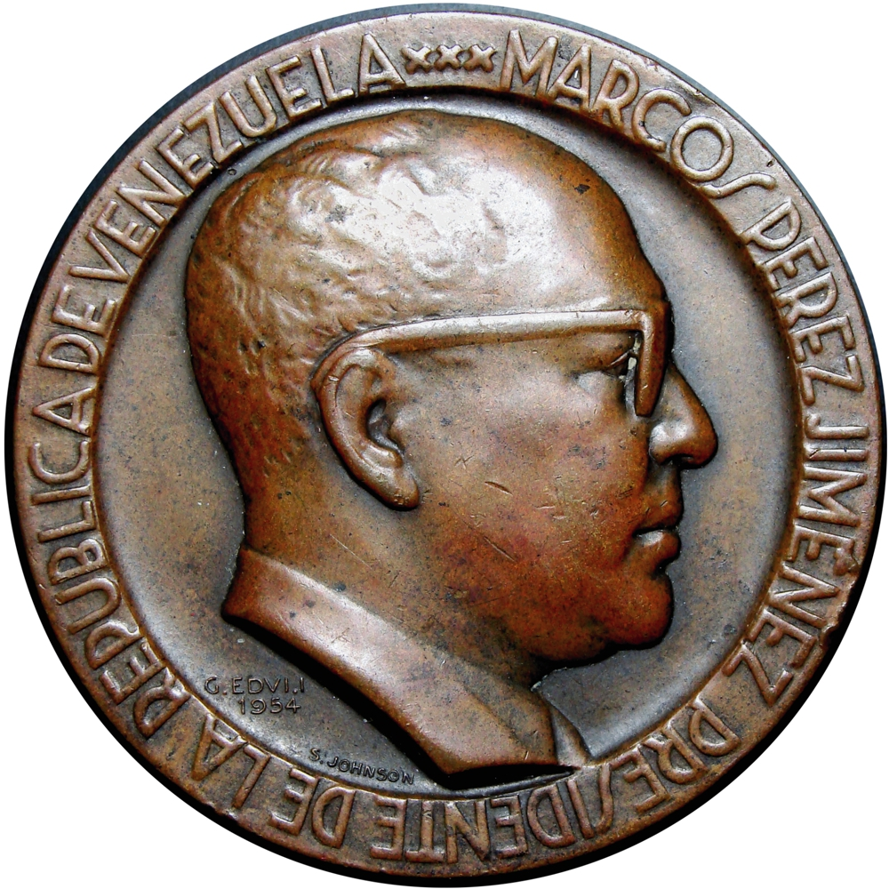 Marcos Pérez Jiménez Presidente Medalla de Cobre - Numisfila