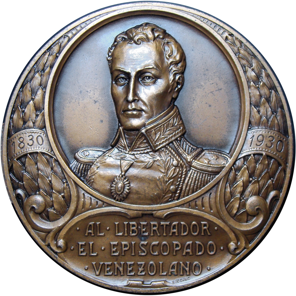 Venezuela Gran Medalla de Bronce Episcopado al Centenario Bolívar 1930 - 60 mm - Numisfila