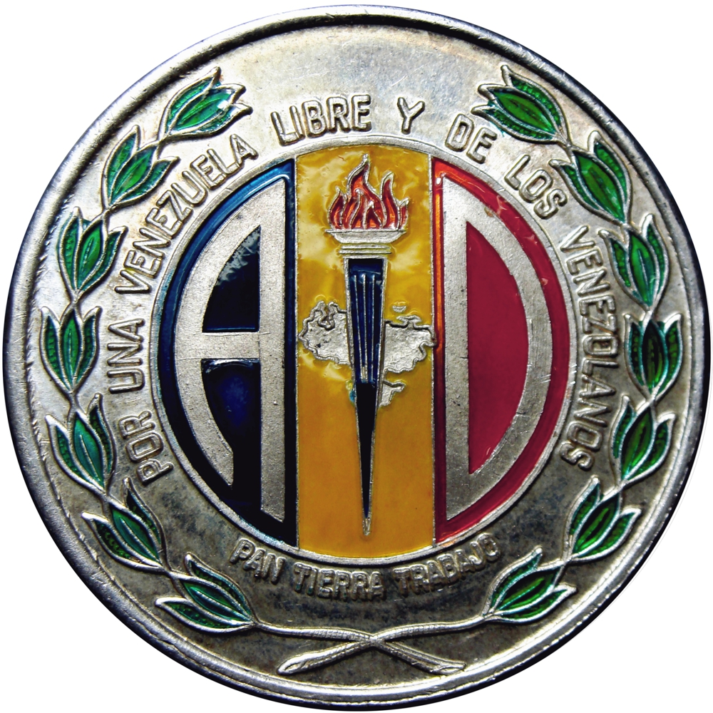 AD Medalla de Plata Esmaltada Acción Democrática - Nacionalización de la Industria Petrolera 1975 - Numisfila