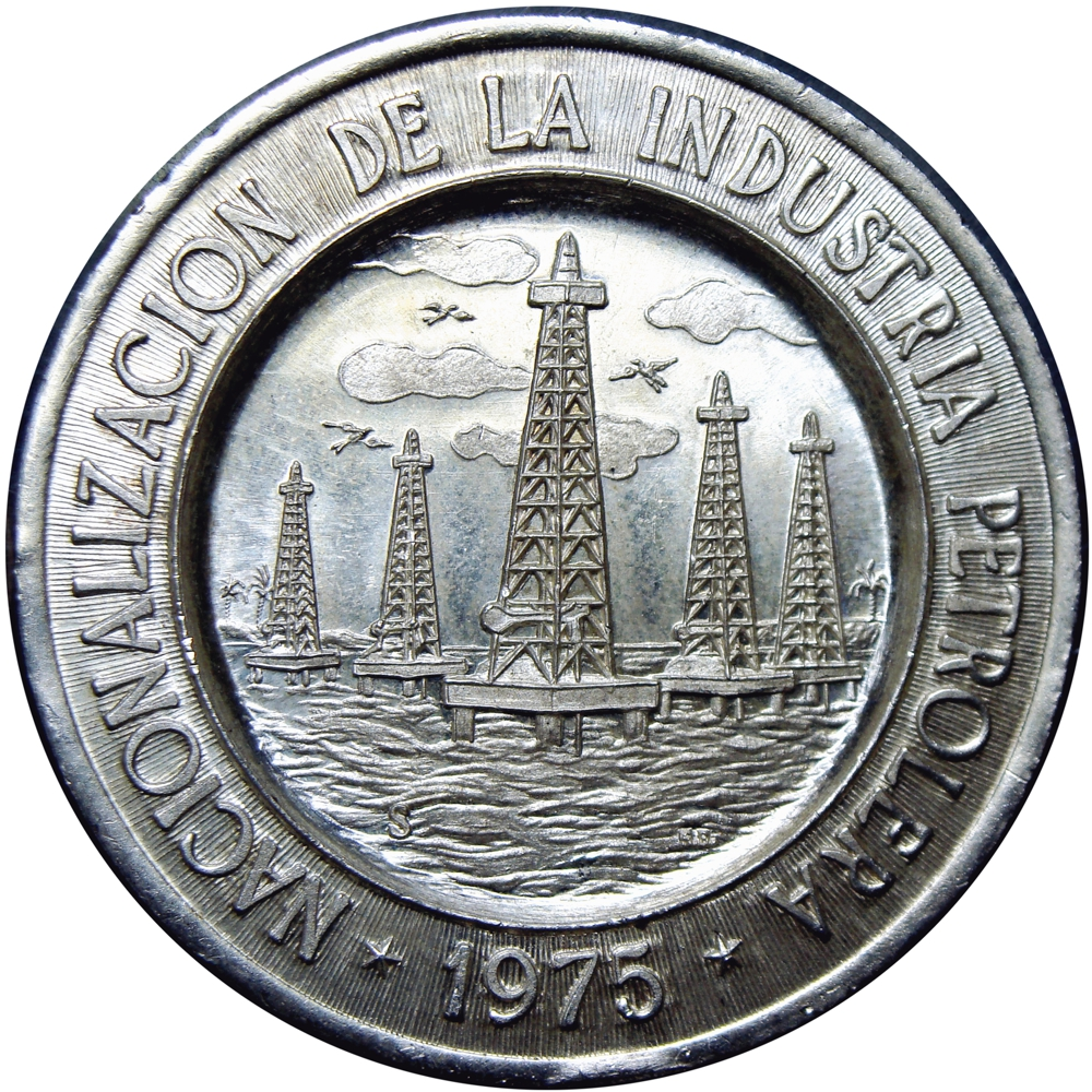 AD Medalla de Plata Esmaltada Acción Democrática - Nacionalización de la Industria Petrolera 1975  - Numisfila