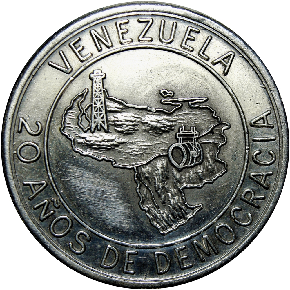 Venezuela Medalla de Plata 20 Años de Democracia 23 Enero 1978  - Numisfila