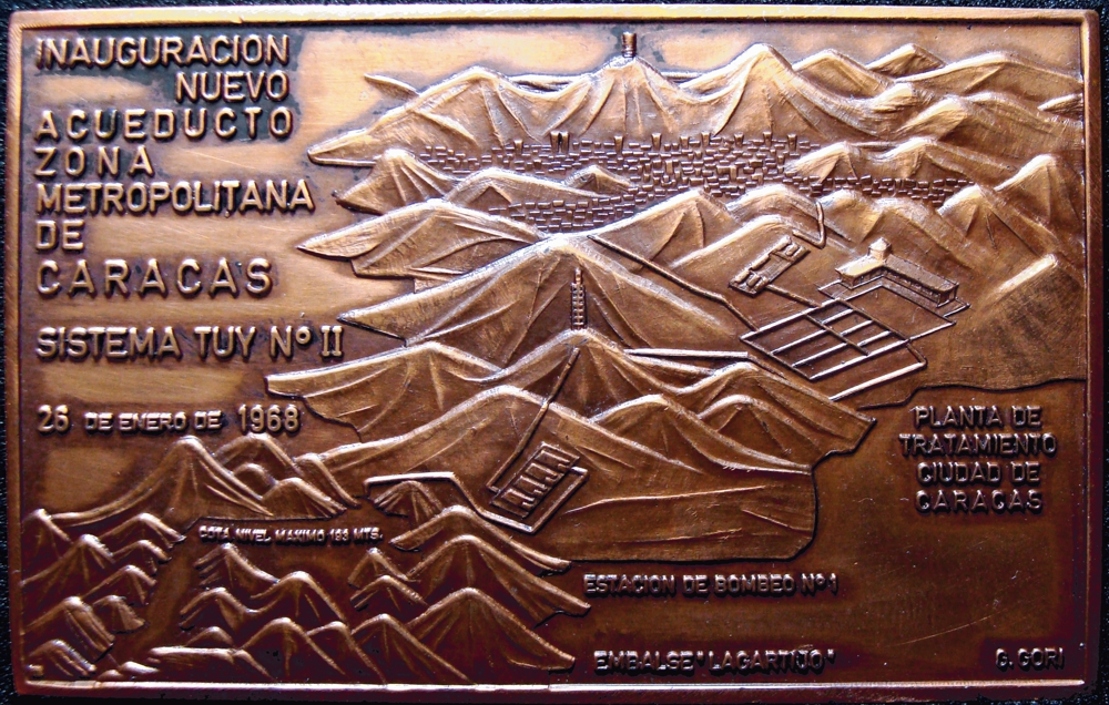 Medalla Inauguración Acueducto de Caracas Sistema Tuy II en 1968 - Numisfila