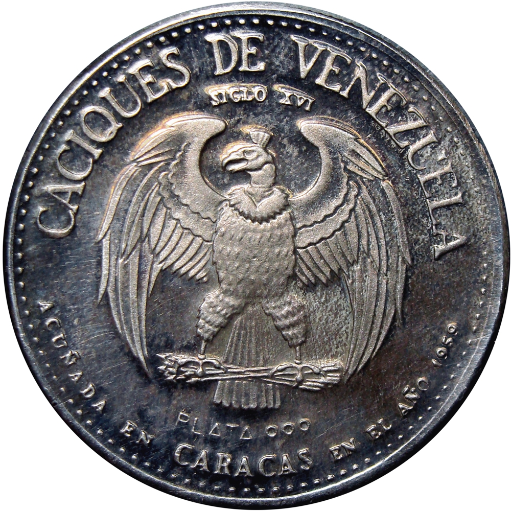 Yoraco Medalla de Plata Caciques de Venezuela 9 Dineros 30 Milímetros   - Numisfila