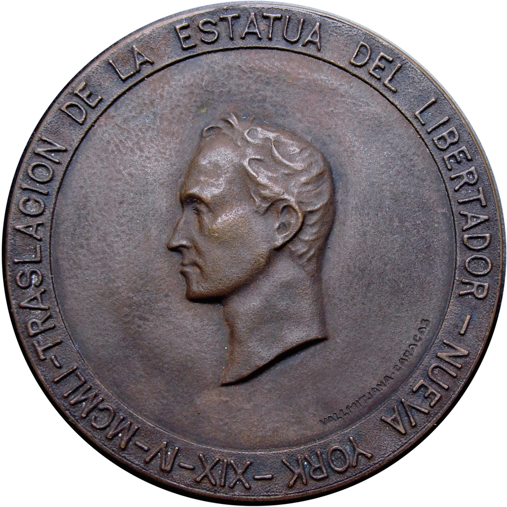 Gran Medalla Traslación Estatua del Libertador 1951 Central Park 71 mm - Numisfila
