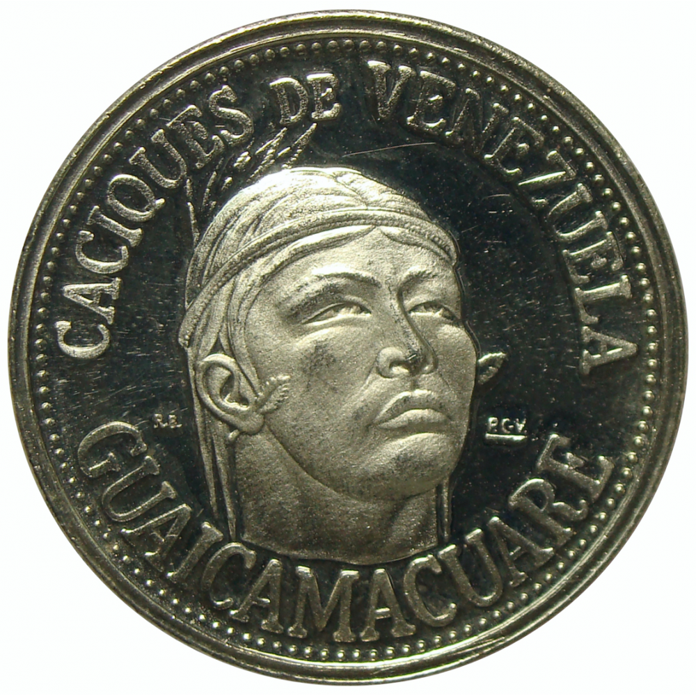 Medalla Plata Guaicamacuare Caciques Venezuela Italcambio  - Numisfila