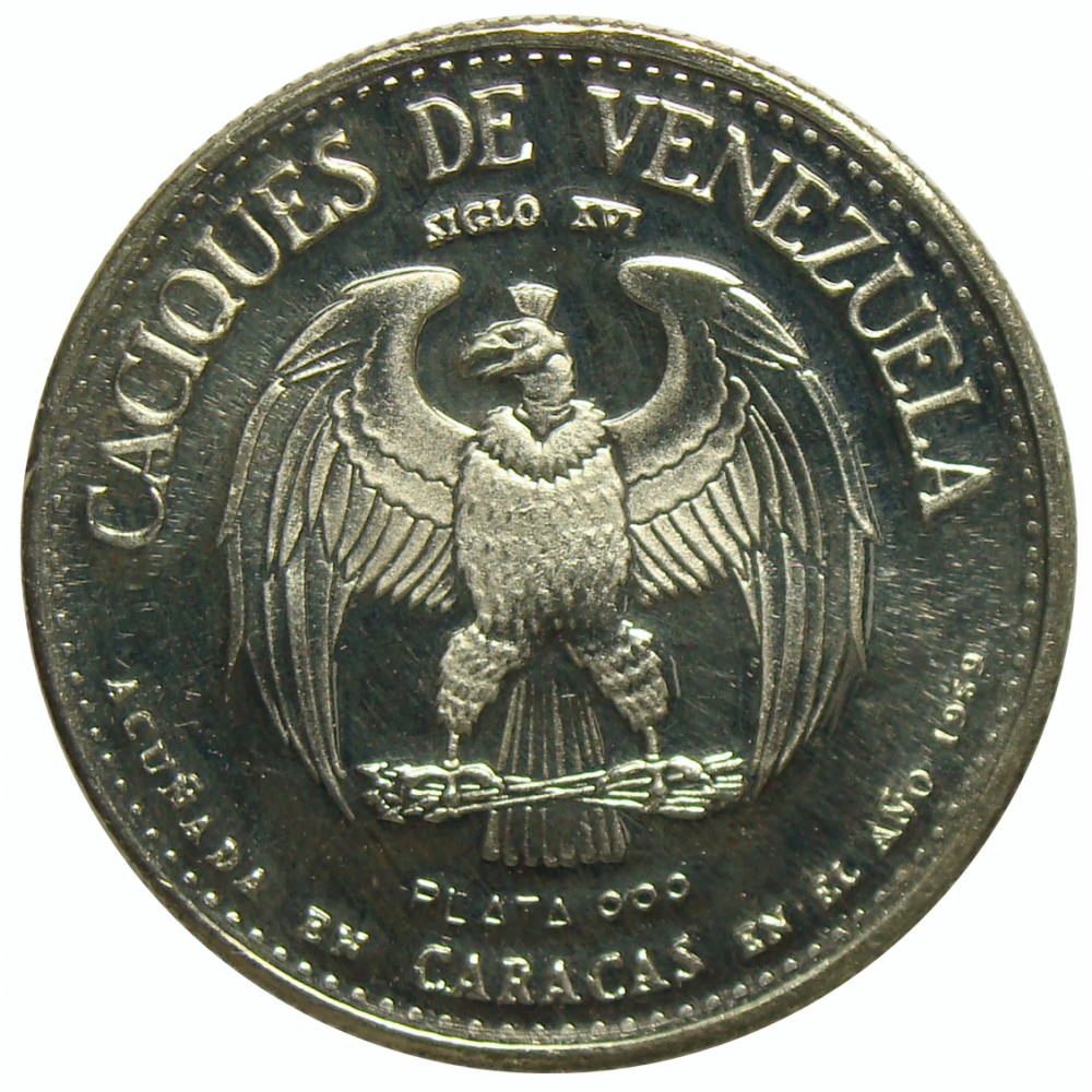 Medalla Plata Guaicamacuare Caciques Venezuela Italcambio  - Numisfila