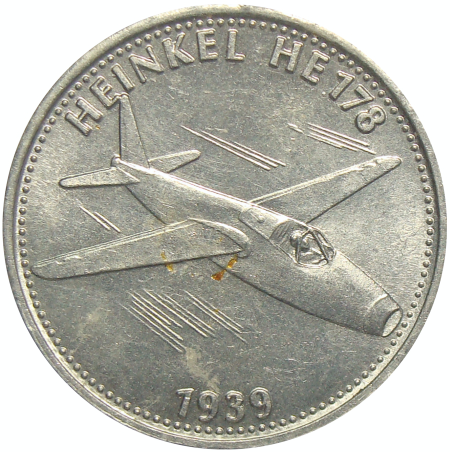 Medalla Shell Serie Vuelos Históricos Heinkel HE178  - Numisfila