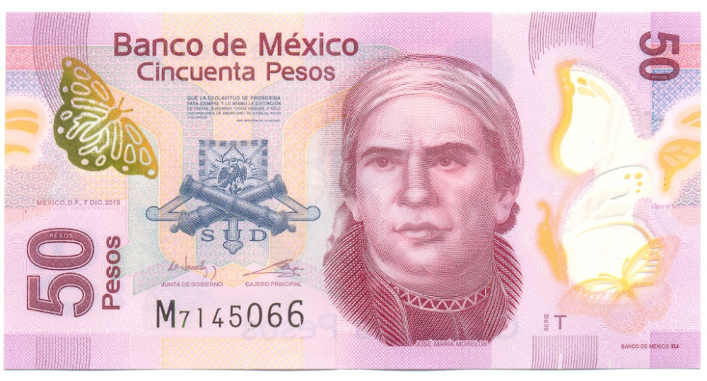 Billete Plastico Mexico 50 Pesos 2014 Morelos  - Numisfila