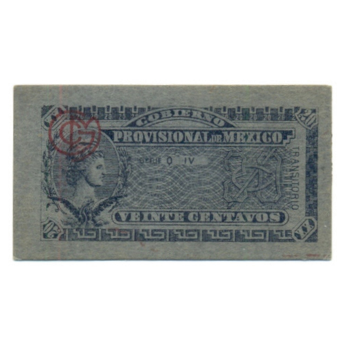 Billete Gobierno Provisional Mexico 20 Centavos de 1914  - Numisfila