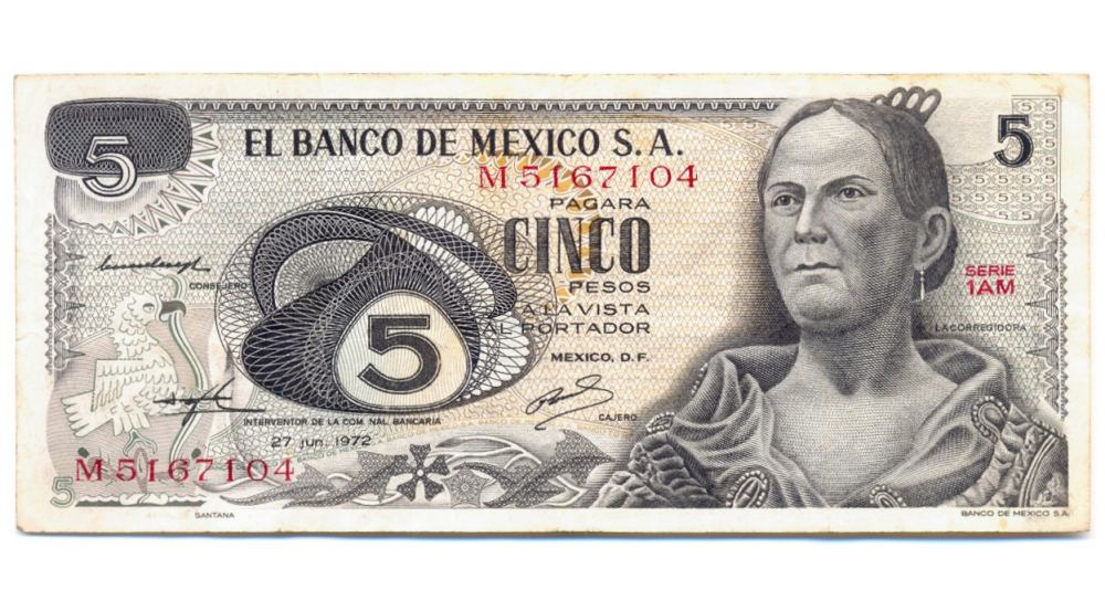 Billete Mexico 5 Pesos 1972  - Numisfila