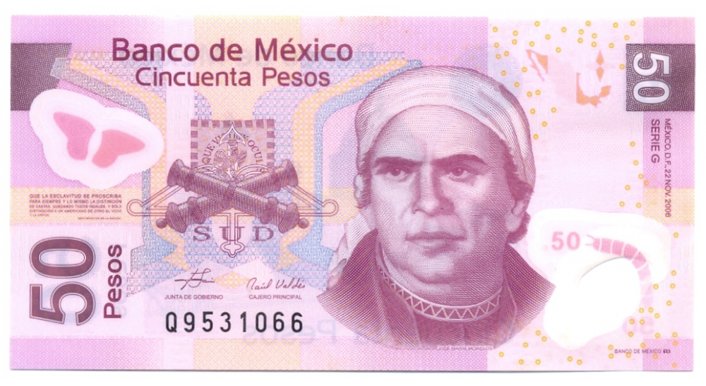 Billete Plastico Mexico 50 Pesos 2006 Morelos  - Numisfila