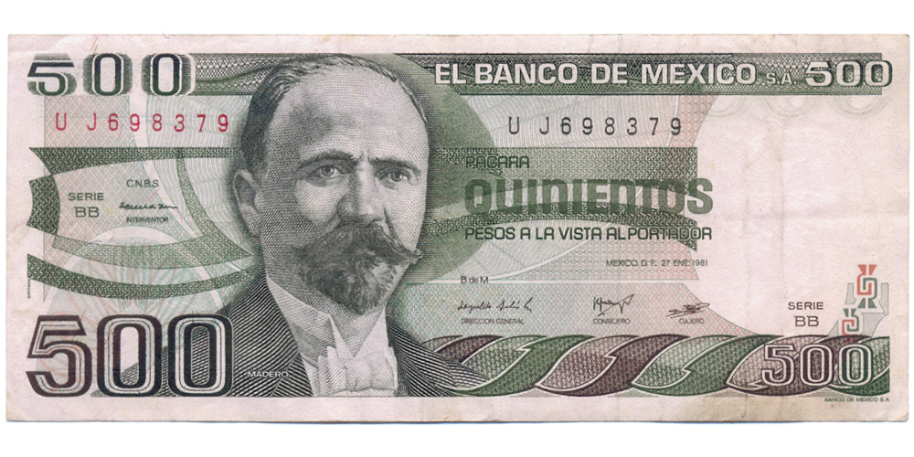 Billete Mexico 500 Pesos 1981 Madero  - Numisfila