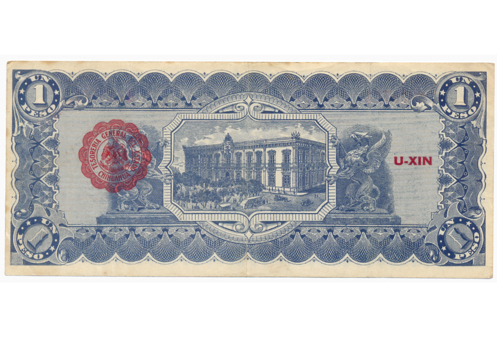 Billete México 1 Peso 1914  Estado de Chihuahua  - Numisfila