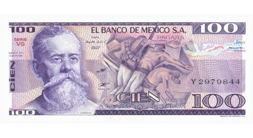 Billete Mexico 100 Pesos 1981-82 Venustiano Carranza - Numisfila