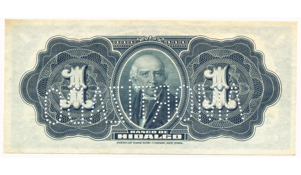 México Billete El Banco de Hidalgo 1 Peso 1914 Amortizado Remainder  - Numisfila