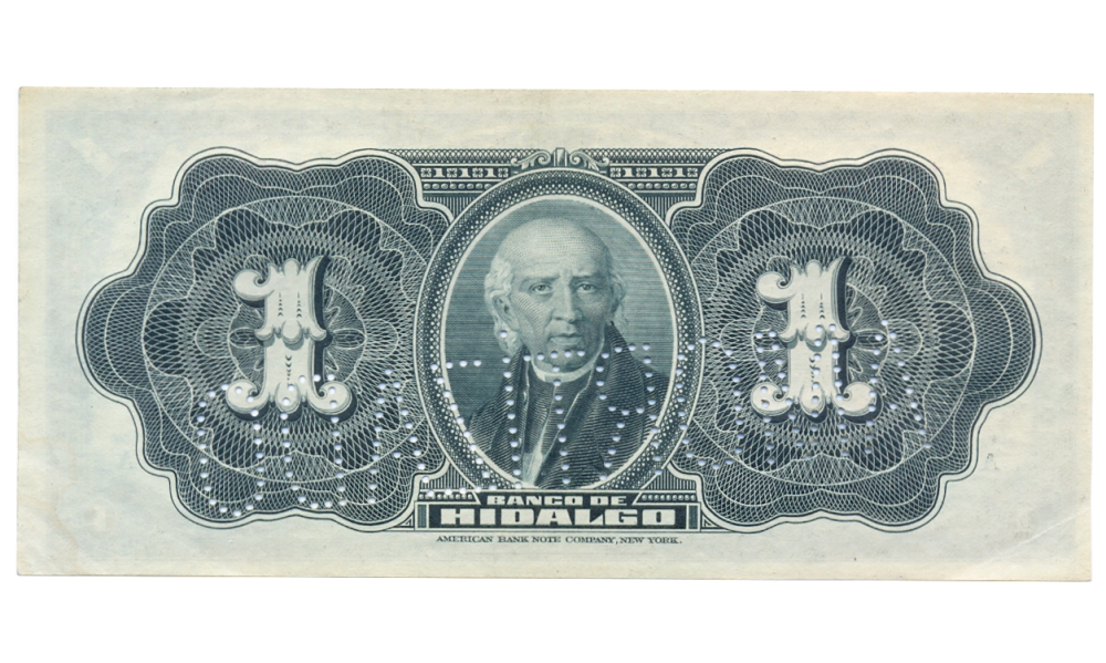 México Billete El Banco de Hidalgo 1 Peso 1914 Amortizado Remainder  - Numisfila