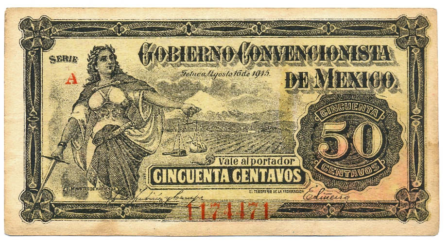 Billete México 50 Centavos 1915 Gobierno Convencionista - Numisfila